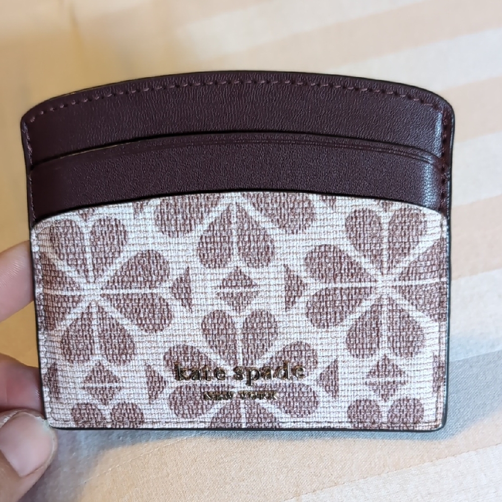 Kate Spade Floral Brown and Cream Card Holder